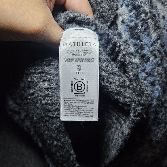 Athleta Textured Westlake Cardigan Merino Wool Blend Grey Blue Size XS - Picture 5 of 6